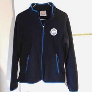 ivory ella jacket elephant logo s small navy blue zipper front fall winter coat